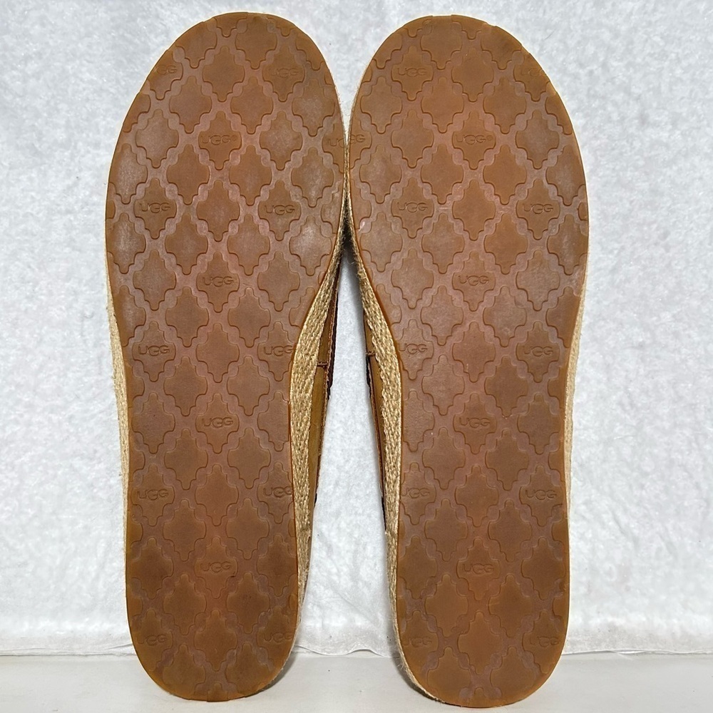 Ugg Womens Tan Nubuck Leather Moccasin Espadrille Slip On Tylin Shoes SZ US 10 - Picture 9 of 12